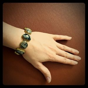 Hand carved wooden bead bracelet